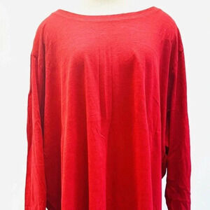 NWT SONOMA Women Long Sleeve Pull Over Round Neck 100% Cotton Red Shirt Size 5X